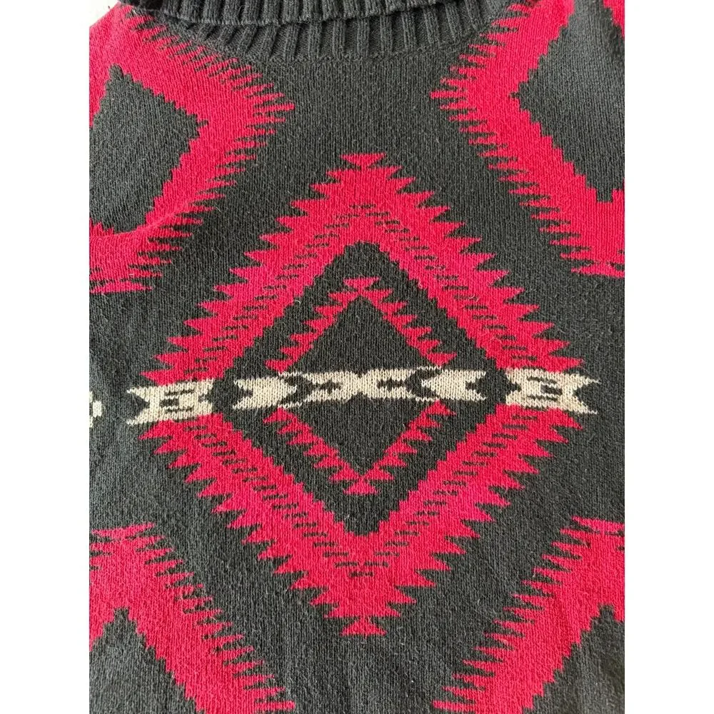 Vintage Ralph Lauren Southwestern Aztec Turtleneck Sweater red black Mens L